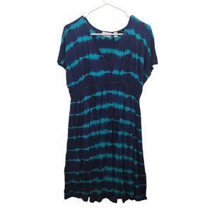 New York & Company Women's Size M Summer T-Shirt Style Tye Dye V Neck Dress S049